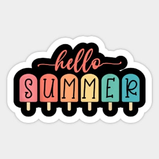 Hello Summer Vacation Ice Cream Popsicle Ice Sticker